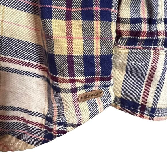 3 for $30! Roots beige plaid woven button down shirt - Picture 7 of 12